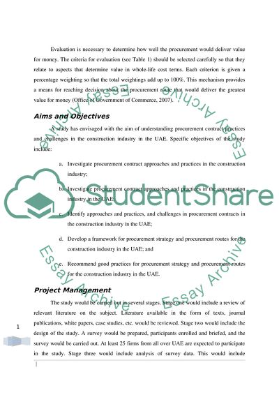 Procurement Routes/Sustainability/Project Management