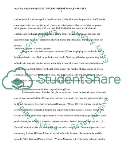 Probation Officers versus Parole Officers