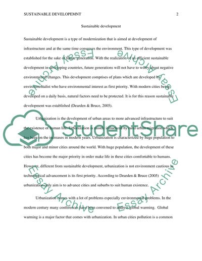 Analysis of Sustainable Development