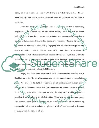 Realism vs Idealism: Liberal Institutionalism