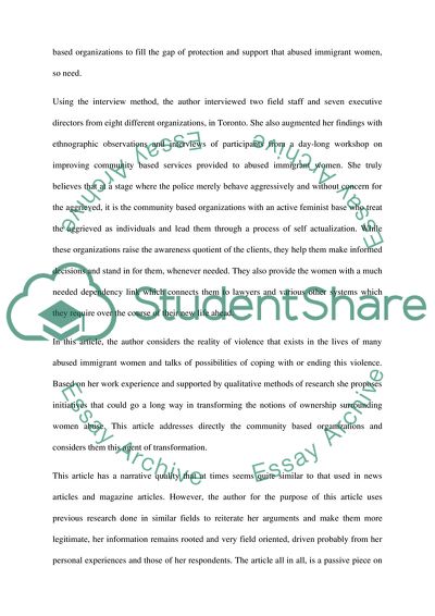 Exploration of a Journal Article in Sociology-Research paper