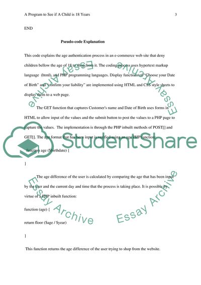 A Program to Control Minors from Accessing an Online Store