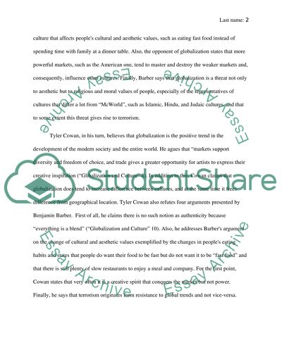 Culture and globalisation