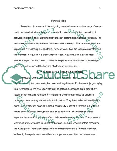 Validation of Forensic Tools and Software