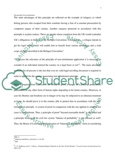 The principle of non-refoulement. Practical usage of the non-refoulement principle