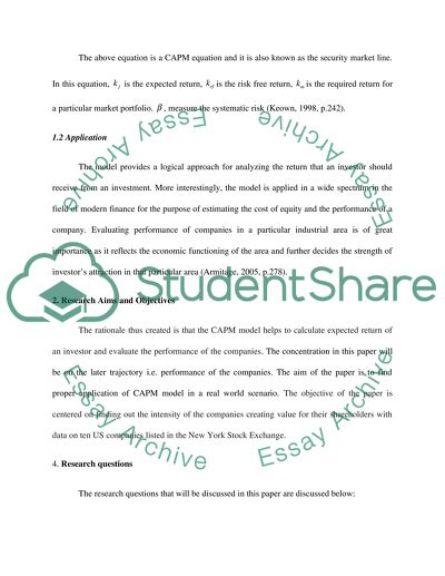 Proper Application of CAPM Model