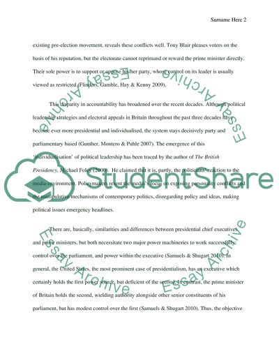 Differences between Presidential Chief Executives and Prime Ministers