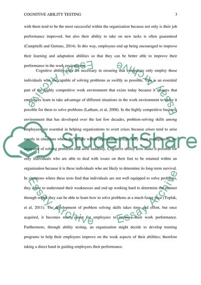 Why Cognitive Ability Testing is a good predictor of work performance