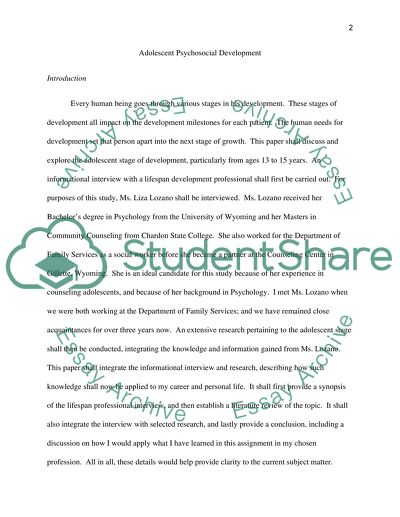 Adolescent Psychological Behavior