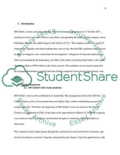 Corporate Malfeasance: MF Global