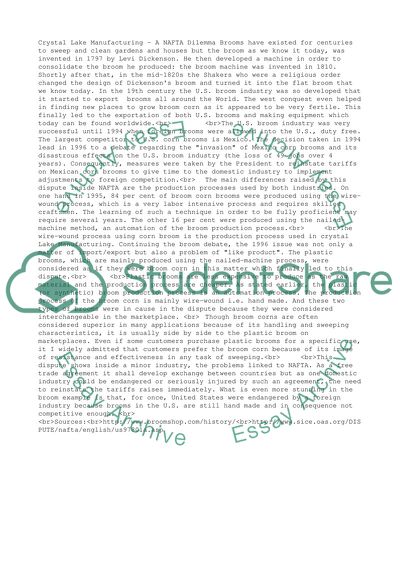 Crystal Lake Manufacturing A NAFTA Dilemma