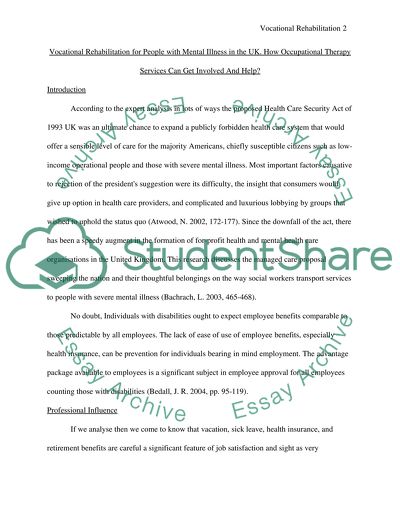 Vocational Rehabilitation for People with Mental Illness in the UK