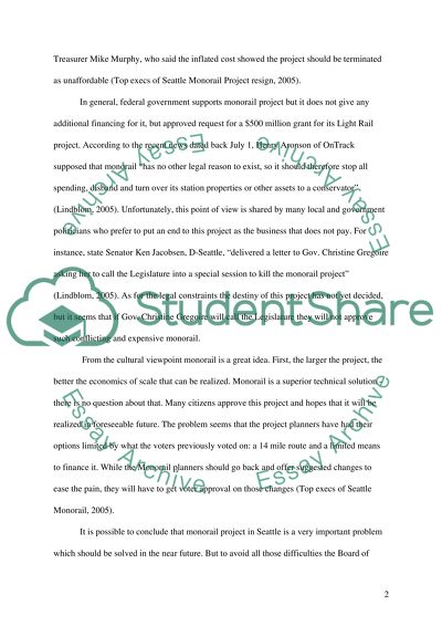 Current Events (Monorail in Washington)