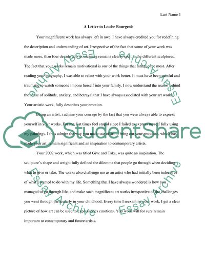 A Letter to Louise Bourgeois