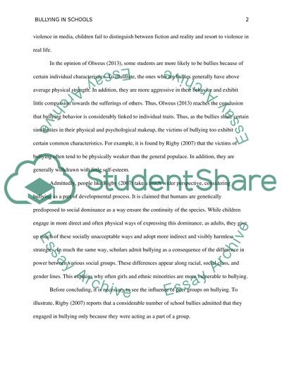 Bullying in Schools Causes, Effects and Possible Solutions