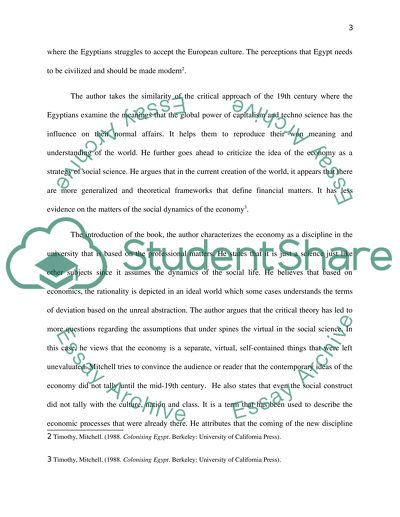 Response/reaction to Timothy Mitchells Colonising Egypt