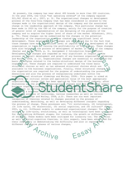 Coca-Cola Companys Overview and Different Changes
