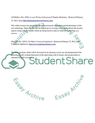 The Background of the Technology - Annotated Bibliography