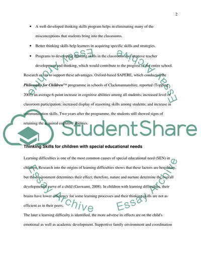 Developing Thinking Skills