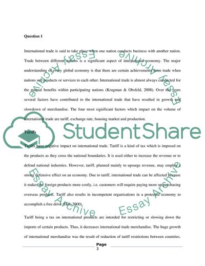 International Trade Questions