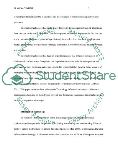 How Information Technology Influences the Success of Business Organizations