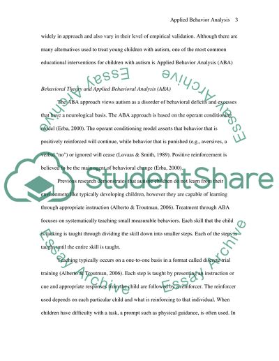 Effectiveness of Applied Behavior Analysis in Treating Autism