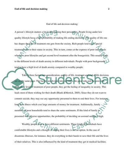 End of Life and Decision Making