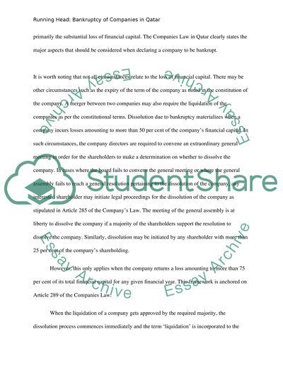 Bankruptcy of Companies in Qatar