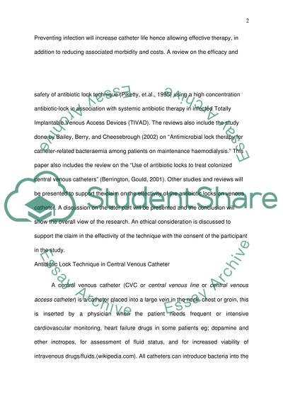 Antibiotic Lock Technique