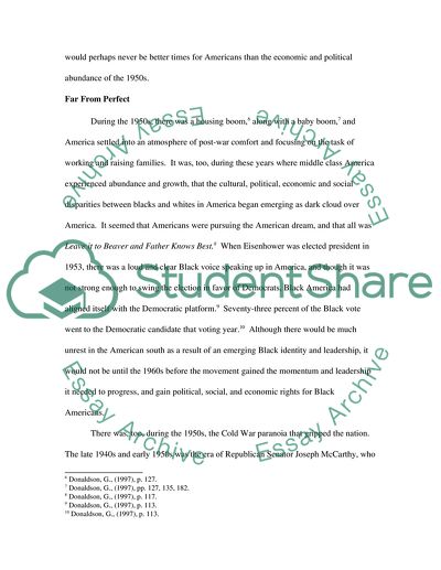 Social, Political and Economic Conditions in the 1950s-1960s