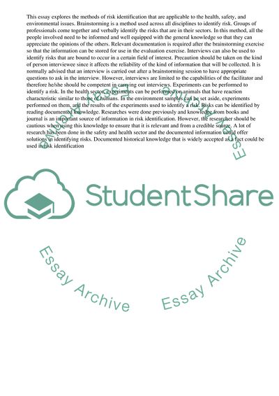 Risk Assessment Is the Health, Safety and Environmental Management