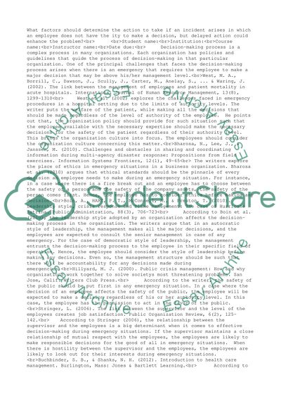 The Need to Overstep Authority in an Emergency