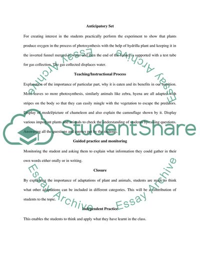 Eed323 8 Sensational Science: Best Practices in Lesson Plan