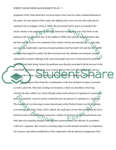 White Tailed Deer Management Plan for Fairfax County, Virginia