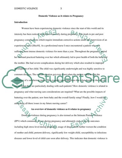 Domestic Violence as it Relates to Pregnancy