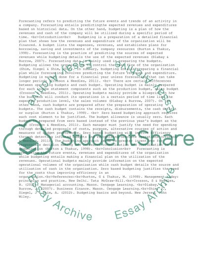 Future Events and Trends of an Activity in a Company