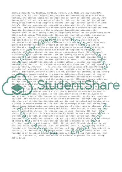 Smith & Ricardo vs. Malthus, Bentham, Senior, J.S. Mill and Say