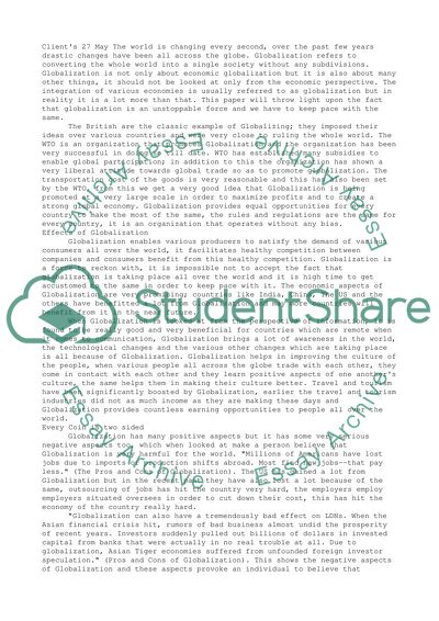 The British as the Classic Example of Globalizing