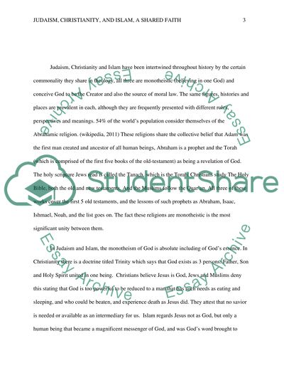 Judaism, Christianity, and Islam, a Shared Faith