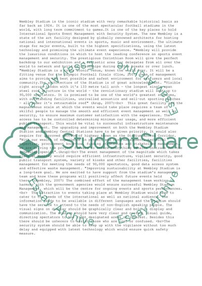 Wembley stadium management