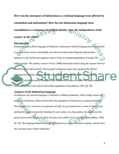 Indonesian as a National Language