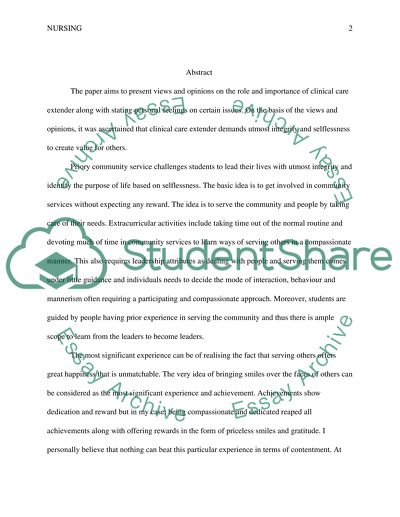 Relevance of Clinical Care in Nursing