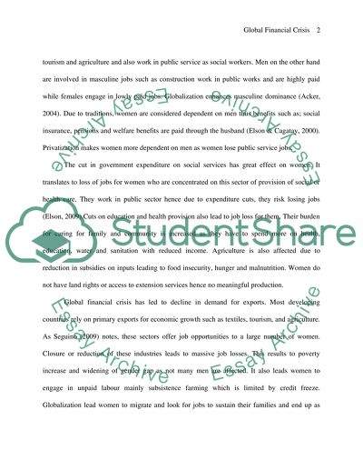 The Gender Implications of Current Global Financial Crisis