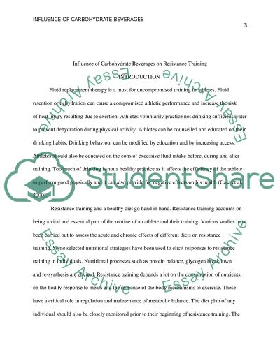 Influence of Carbohydrate Beverages on Resistance Training