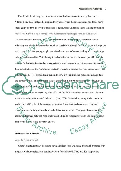 Competition between McDonalds and Chipolte