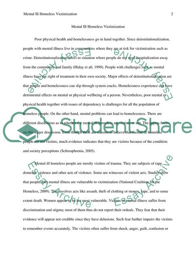 Mentally Ill Homeless and Victimization