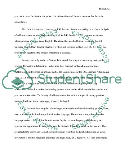 Self-Assessment and ESL Learners