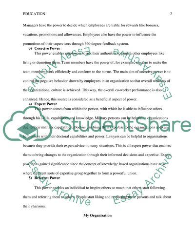 Sources of Power in an Organization