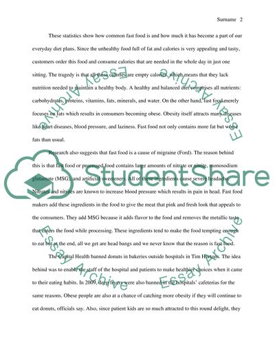 Effects of fast food on health