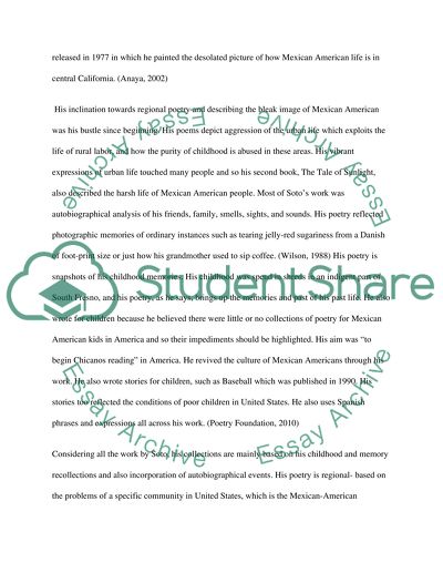 Analysis of Gary Sotos Poetry